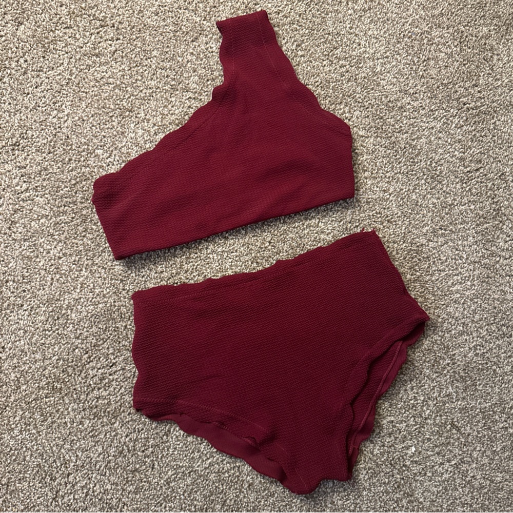Burgundy Two-Piece Swimsuit- Size L/XL